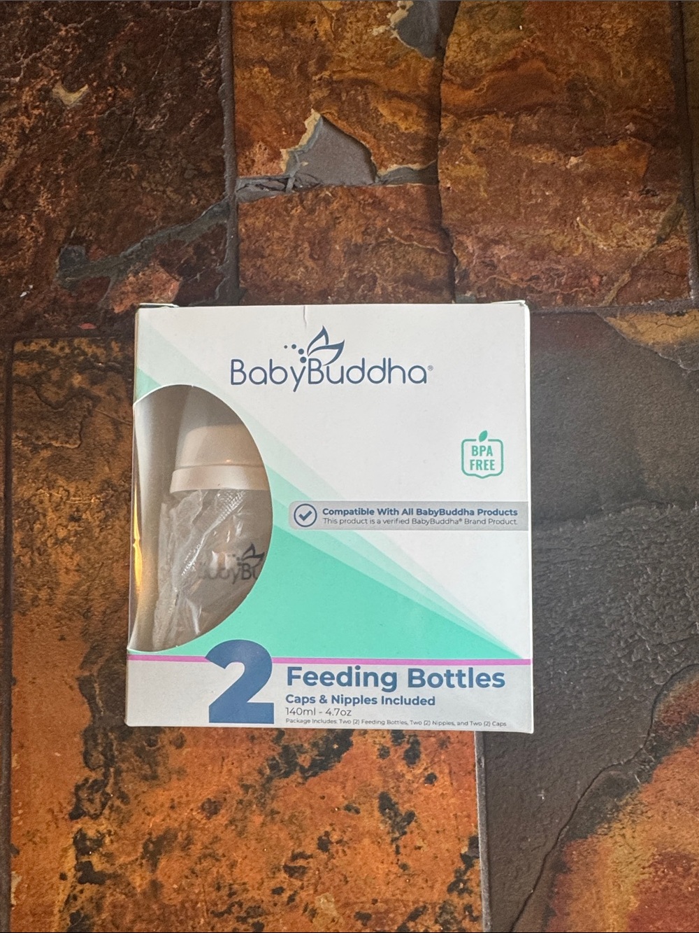 BabyBuddha Feeding Bottles - White & Aqua (Set of 2)
